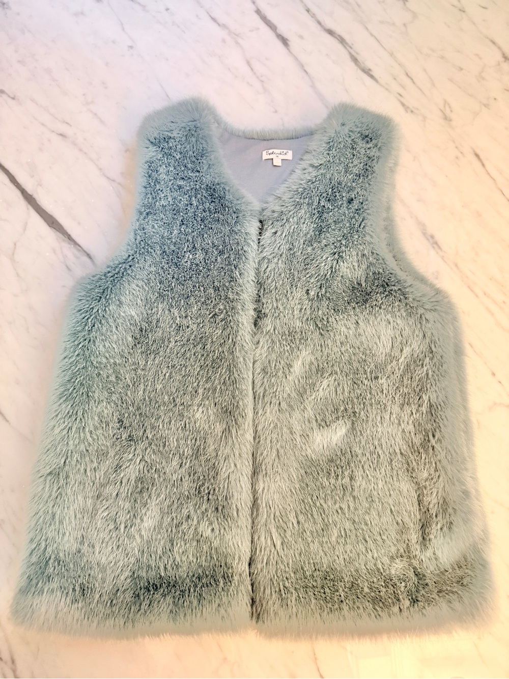 Splendid Girls Light Blue Faux Fur Vest Size 14